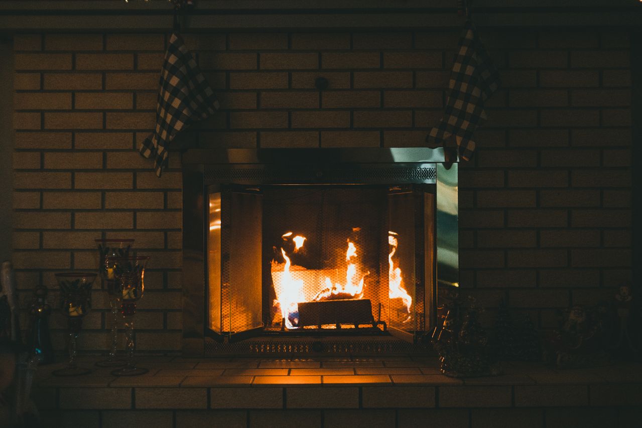 Modern fireplace installed in a comfortable living room